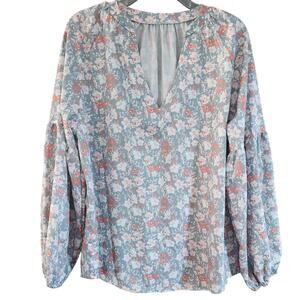 Floral Shirt Womens XL V-Neck Lightweight EUC Blouse Top